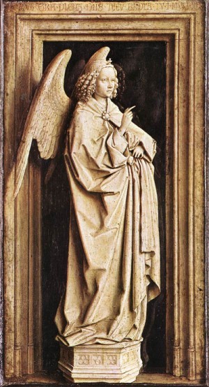 Oil eyck, jan van Painting - Annunciation    c. 1436 by Eyck, Jan van