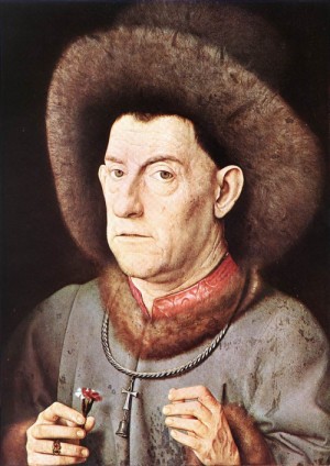 Oil eyck, jan van Painting - Portrait of a Man with Carnation     c. 1435 by Eyck, Jan van