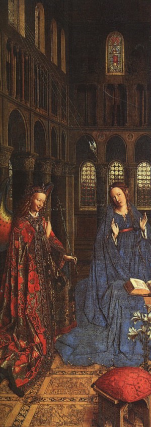 Oil annunciation Painting - The Annunciation, 1425-30, by Eyck, Jan van