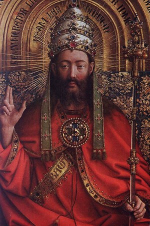 Oil the Painting - The Ghent Altarpiece, God Almighty    1426-27 by Eyck, Jan van
