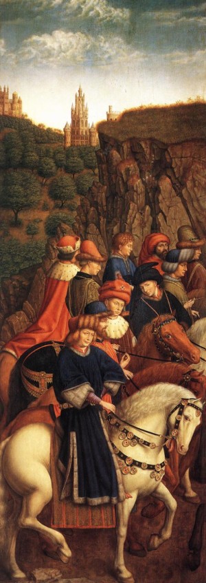 Oil eyck, jan van Painting - The Ghent Altarpiece, The Just Judges   1427-30 by Eyck, Jan van