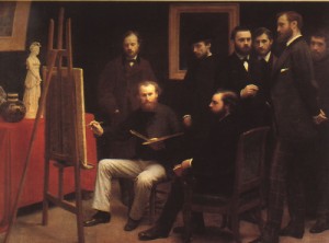Oil the Painting - An Atelier in the Batignolles, 1870 by Fantin-Latour, Henri
