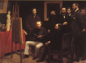 Oil fantin-latour, henri Painting - An Atelier in the Batignolles, 1870 by Fantin-Latour, Henri