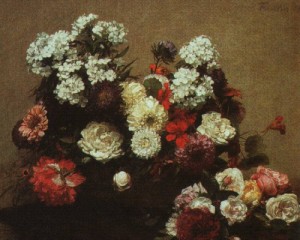 Oil fantin-latour, henri Painting - Still Life with Flowers   1881 by Fantin-Latour, Henri