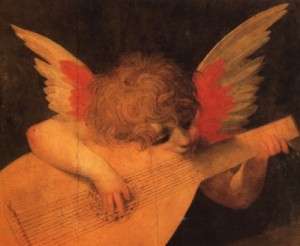 Oil fiorentino, rosso Painting - Angelic Musician, 1520 by Fiorentino, Rosso