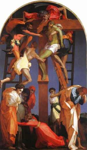 Oil fiorentino, rosso Painting - Deposition from the Cross by Fiorentino, Rosso
