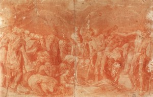 Oil fiorentino, rosso Painting - Macabre Allegory, by Fiorentino, Rosso