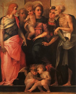 Oil fiorentino, rosso Painting - Madonna and Child with Saints  1518 by Fiorentino, Rosso