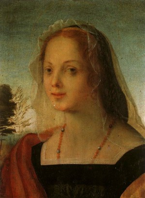 Oil woman Painting - Portrait of a Young Woman by Fiorentino, Rosso