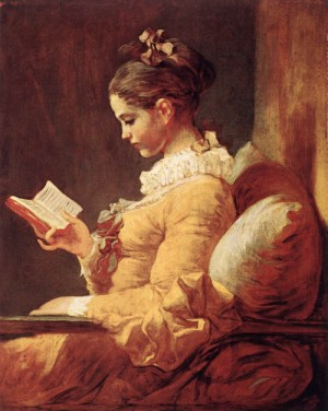 Oil girl Painting - A Young Girl Reading   c. 1776 by Fragonard, Jean-Honore
