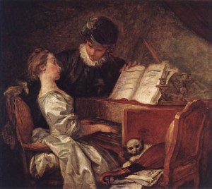 Oil music Painting - Music Lesson    1769 by Fragonard, Jean-Honore