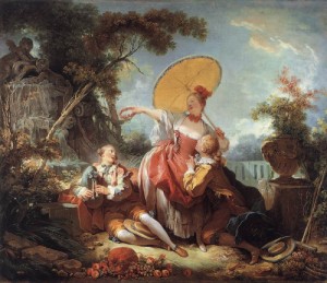 Oil fragonard, jean-honore Painting - The Musical Contest    c. 1754 by Fragonard, Jean-Honore