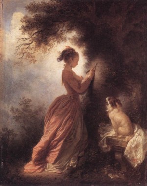 Oil fragonard, jean-honore Painting - The Souvenir  1775-78 by Fragonard, Jean-Honore