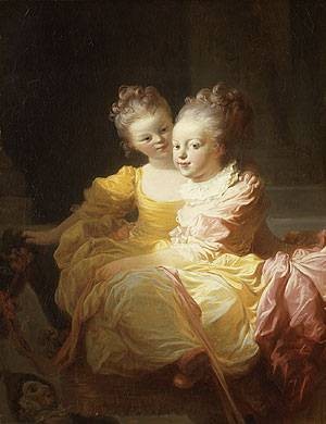 Oil fragonard, jean-honore Painting - The Two Sisters by Fragonard, Jean-Honore