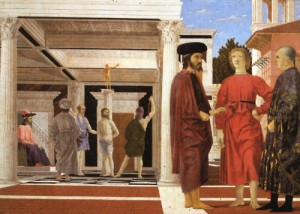 Oil francesca, piero della Painting - Flagellation  1453 by Francesca, Piero della