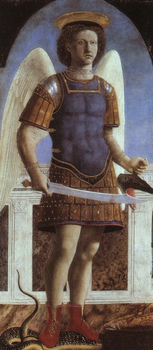 Oil francesca, piero della Painting - St. Michael 1467 by Francesca, Piero della