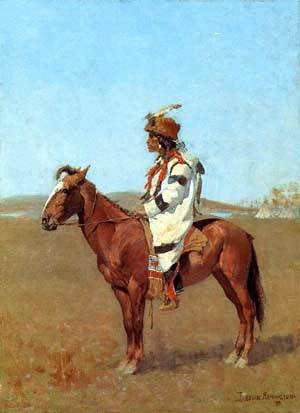 Oil frederic remington Painting - A Blackfoot Chief 1888 by Frederic Remington