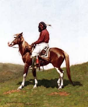 Oil frederic remington Painting - Comanche Brave Fort Reno Indian Territory 1888 by Frederic Remington