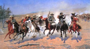 Oil frederic remington Painting - Dash for Timber by Frederic Remington
