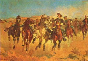 Oil frederic remington Painting - Dismounted by Frederic Remington
