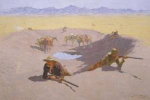 Oil water Painting - Fight for the Water Hole 1903 by Frederic Remington