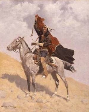 Oil frederic remington Painting - The Blanket Signal 1896 by Frederic Remington