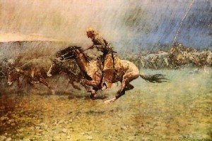 Oil frederic remington Painting - The Stampede by Frederic Remington