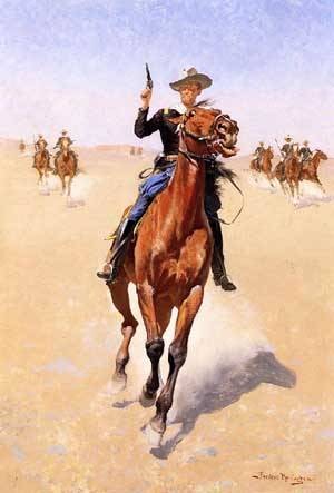 Oil frederic remington Painting - The Trooper 1891-1892 by Frederic Remington