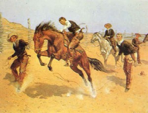 Oil frederic remington Painting - Turn Him Loose, Bill by Frederic Remington