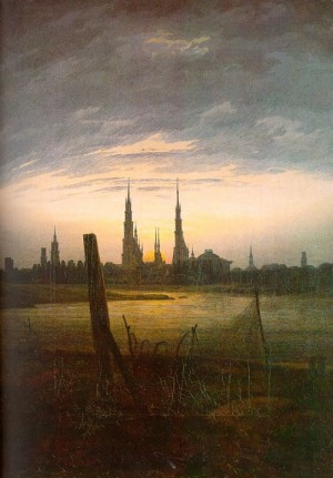 Oil friedrich, caspar david Painting - City at Moonrise, 1817 by Friedrich, Caspar David