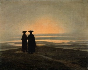 Oil landscape Painting - Evening Landscape with Two Men    1830-35 by Friedrich, Caspar David