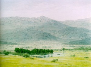 Oil the Painting - Landscape in the Riesengebirge by Friedrich, Caspar David