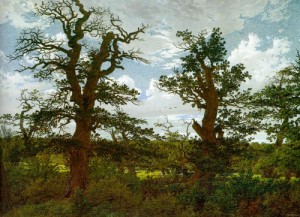 Oil landscape Painting - Landscape with Oak Trees & a Hunter  1811 by Friedrich, Caspar David