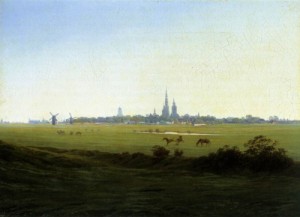 Oil friedrich, caspar david Painting - Meadows near Greifswald    c. 1822 by Friedrich, Caspar David