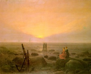 Oil friedrich, caspar david Painting - Moon Rising over the Sea, 1821 by Friedrich, Caspar David