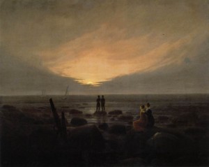 Oil the Painting - Moonrise by the Sea   c. 1821 by Friedrich, Caspar David