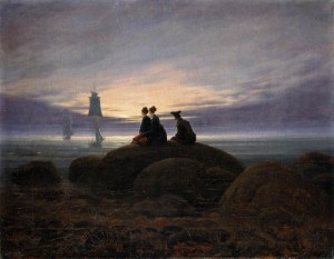Oil the Painting - Moonrise by the Sea   c. 1822 by Friedrich, Caspar David