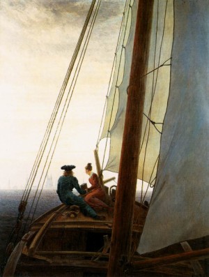 Oil the Painting - On the Sailing Boat   c. 1819 by Friedrich, Caspar David