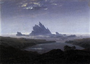 Oil the Painting - Rocky Reef on the Sea Shore   c. 1824 by Friedrich, Caspar David