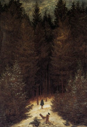 Oil the Painting - The Chasseur in the Forest   1814 by Friedrich, Caspar David