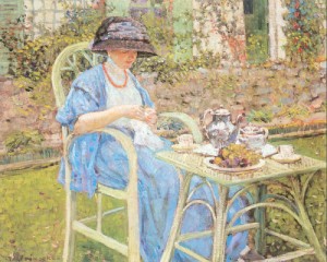Oil garden Painting - Breakfast in the Garden  By 1911 by Frieseke, Frederick Carl