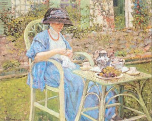 Oil frieseke, frederick carl Painting - Breakfast in the Garden  By 1911 by Frieseke, Frederick Carl