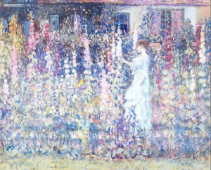  Photograph - Hollyhocks   By 1913 by Frieseke, Frederick Carl