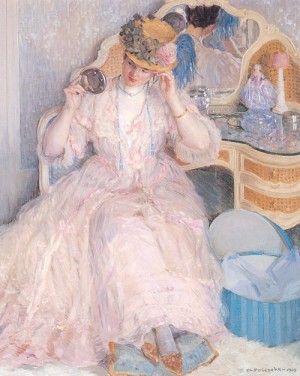 Oil frieseke, frederick carl Painting - Lady Trying On a Hat   1909 by Frieseke, Frederick Carl