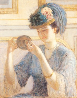 Oil frieseke, frederick carl Painting - Reflections   By 1908 by Frieseke, Frederick Carl