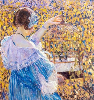 Oil frieseke, frederick carl Painting - The Birdcage   By 1910 by Frieseke, Frederick Carl