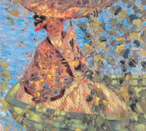 Oil frieseke, frederick carl Painting - Through the Vines  By 1908 by Frieseke, Frederick Carl