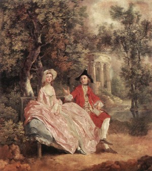Oil gainsborough, thomas Painting - Conversation in a Park    c. 1740 by Gainsborough, Thomas