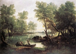 Oil landscape Painting - River Landscape   1768-70 by Gainsborough, Thomas