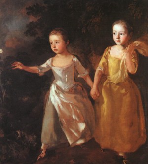  Photograph - The Painter's Daughters Chasing a Butterfly, 1755-56 by Gainsborough, Thomas